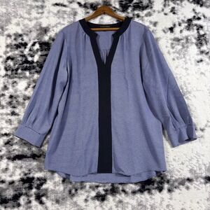 Cynthia Steffe Women's Blue Microprint V-Neck Tunic Top Size Large